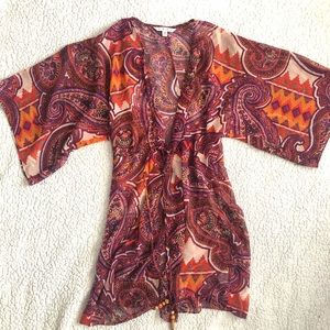 CAbi Paisley Sheer Cardigan Size S